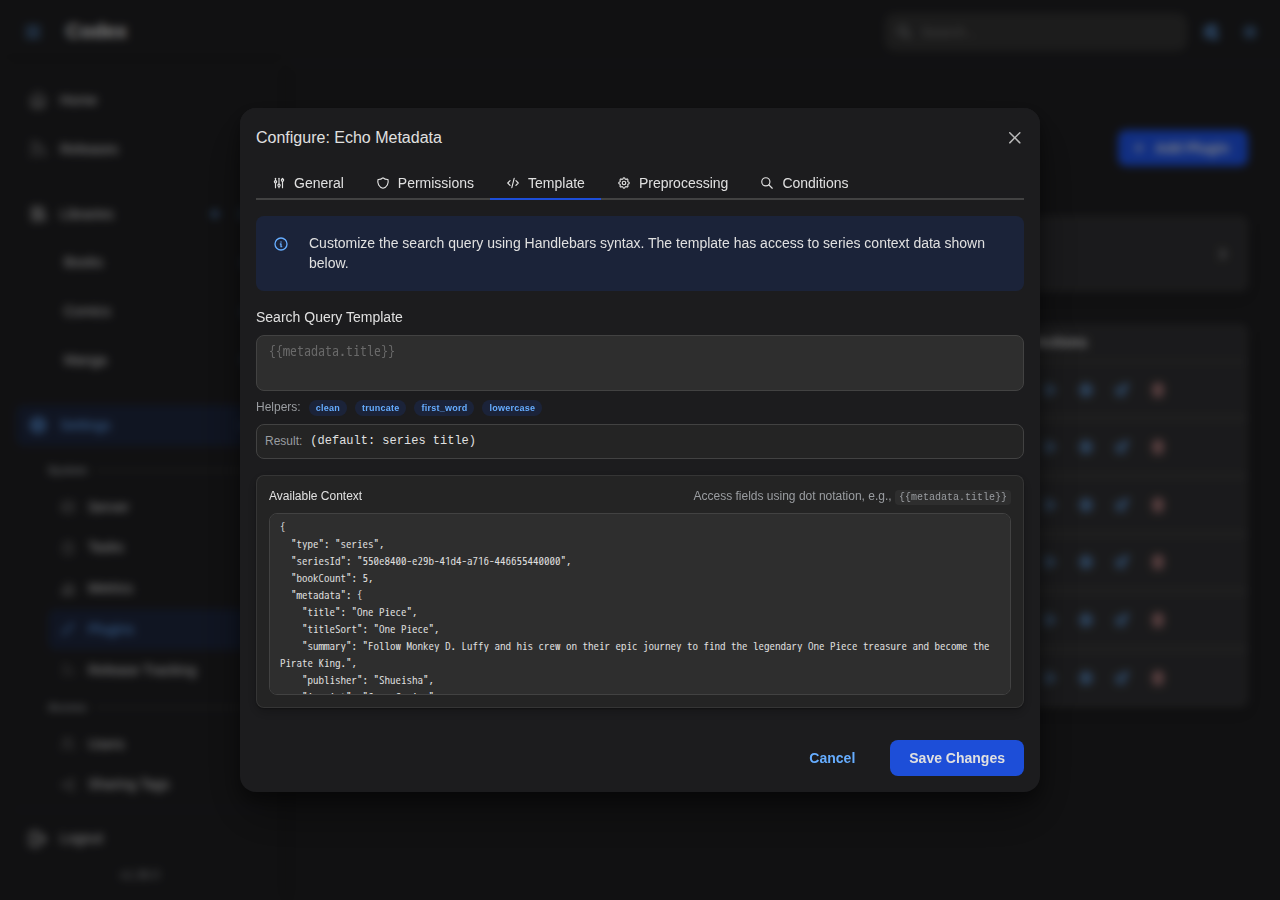 Config Modal - Template